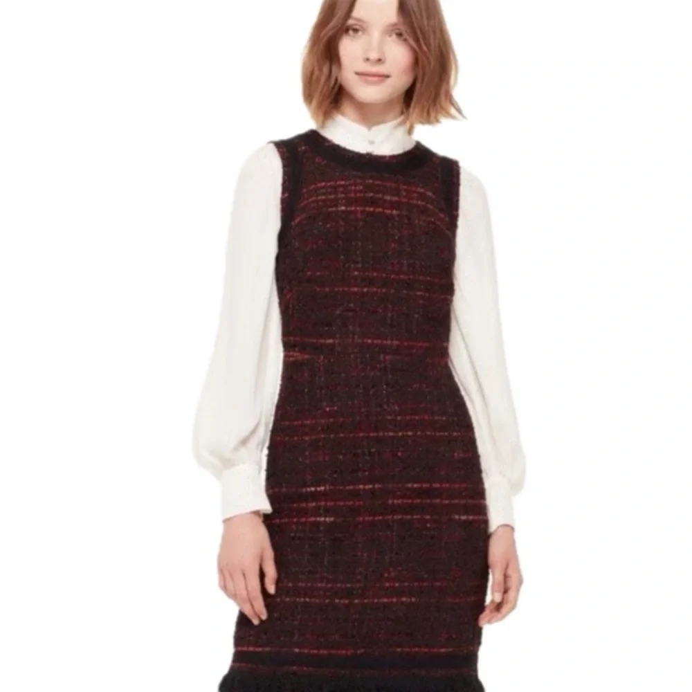 Kate Spade, Elegant Plaid Tweed Sleeveless Dress, Size 4